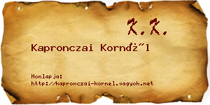 Kapronczai Kornél névjegykártya