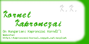 kornel kapronczai business card